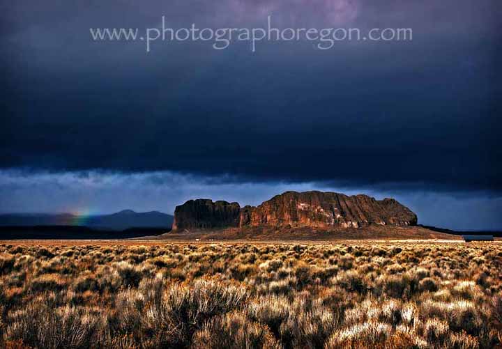 Fort Rock storm rainbow